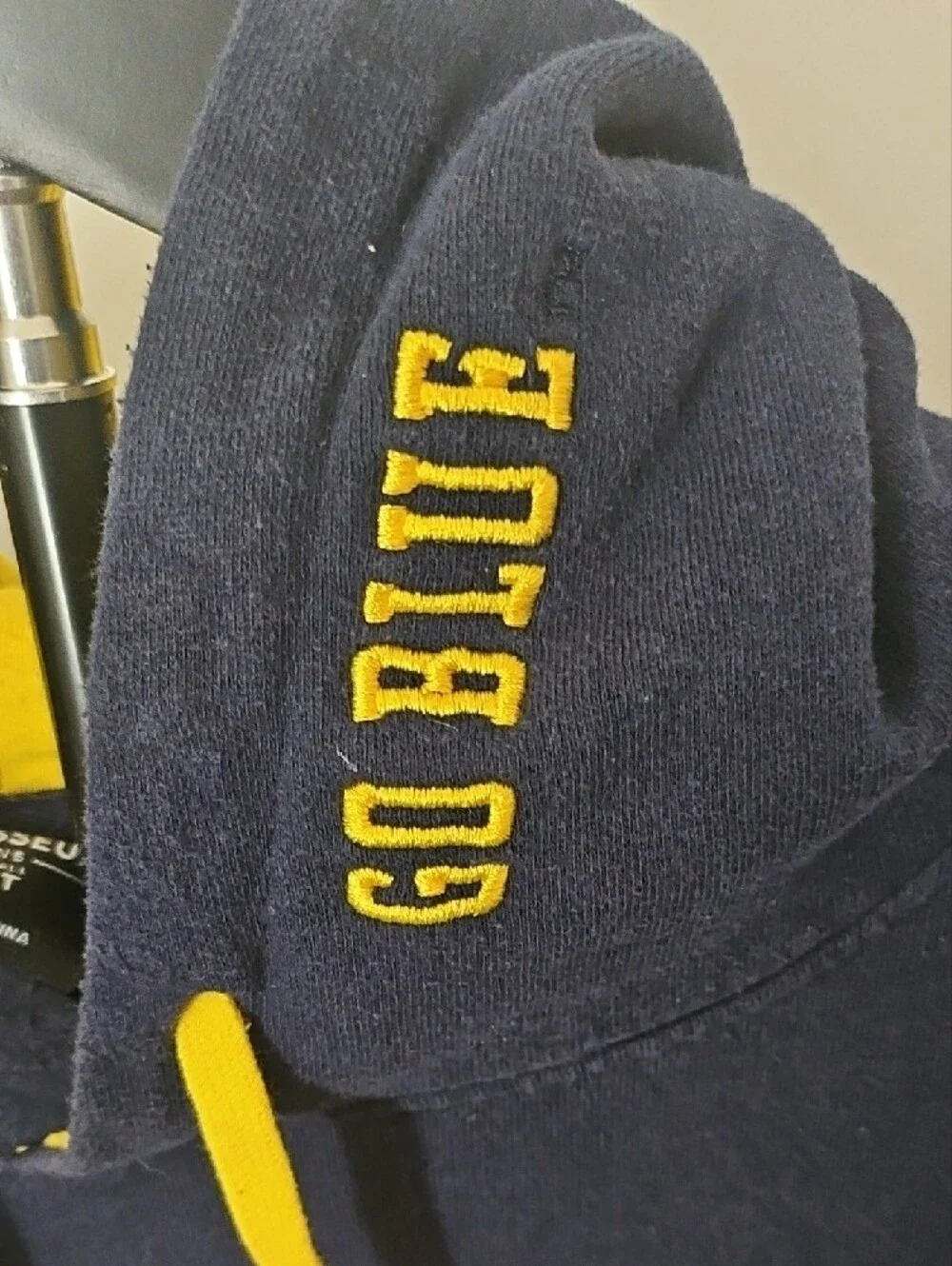Colosseum Navy and Yellow Michigan Pullover Crewneck Hoodie